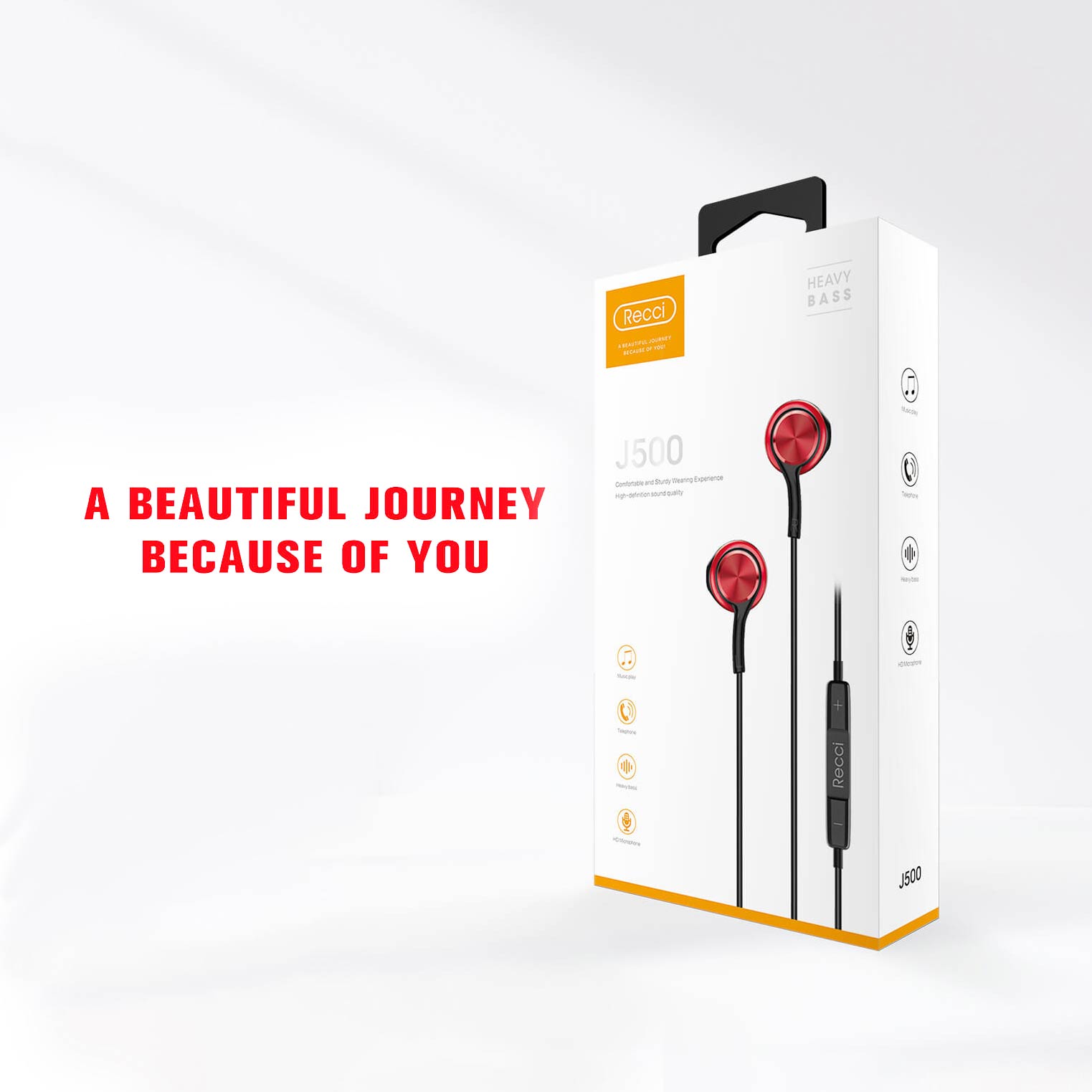 recci wired earphone J500 - الصورة 3