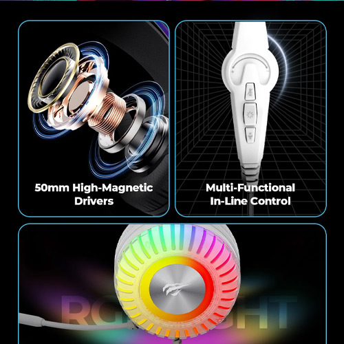 Havit Gamenote H2046U USB 7.1 RGB Gaming Headphone 50MM - الصورة 8