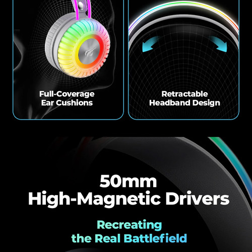 Havit Gamenote H2046U USB 7.1 RGB Gaming Headphone 50MM - الصورة 9